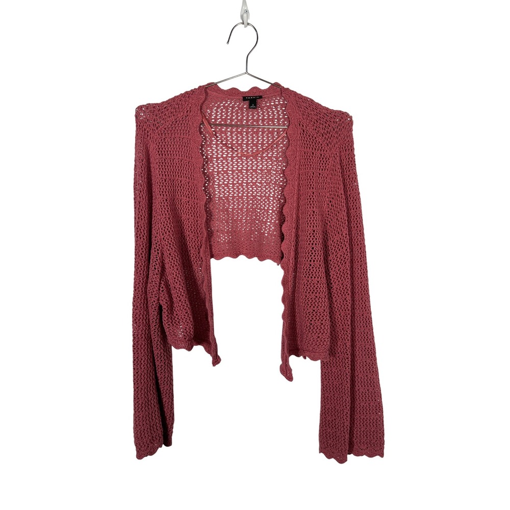 Torrid Pink Crochet Open Front Shrug Cardigan Cropped‎ Cotton Boho Plus Size 3
